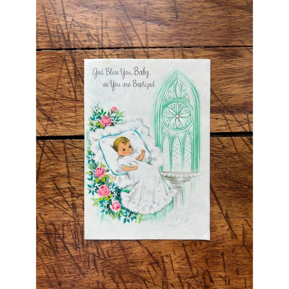 Lot of 4 'New Baby' Christening Greeting Cards, Vintage Greeting Cards - Picture 6 of 7